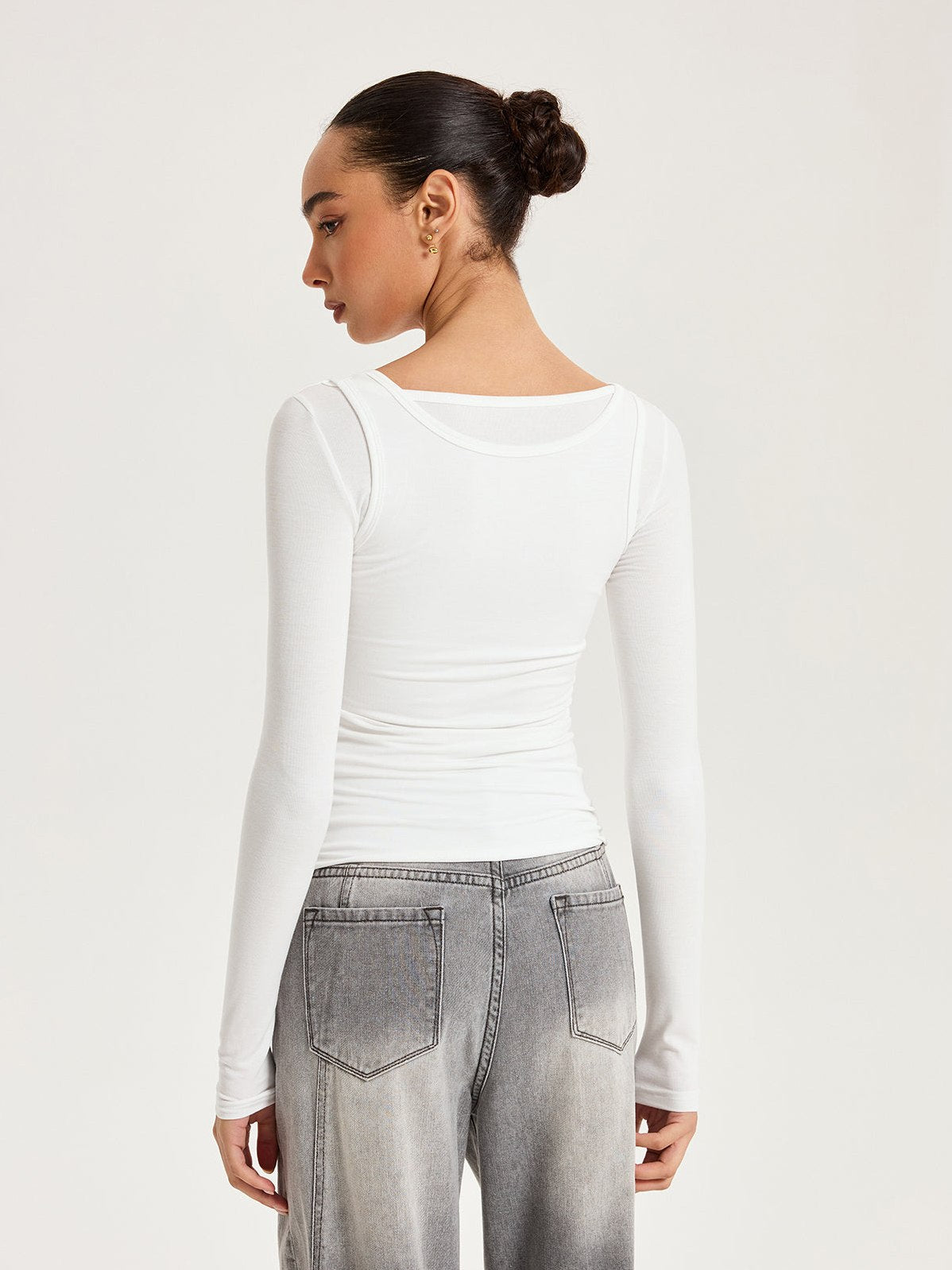 Women's 2 in 1 Long-Sleeve Top — fabric texture