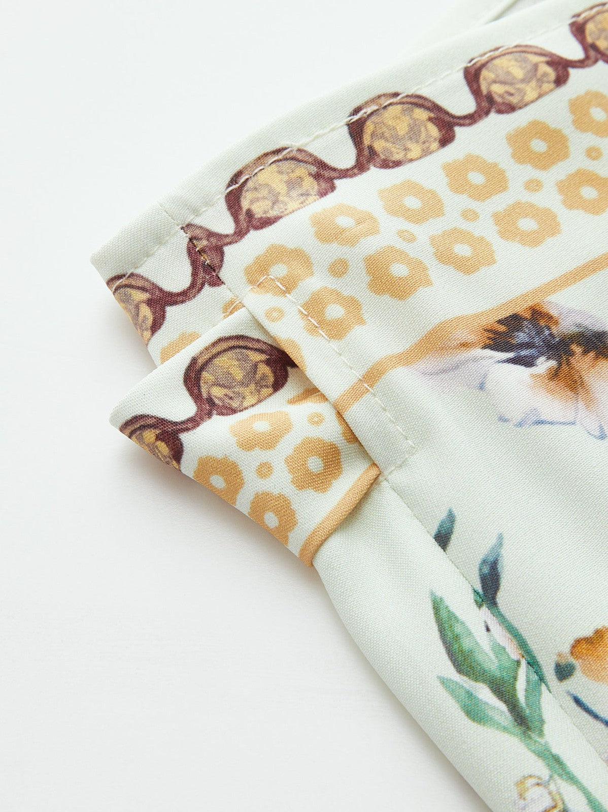 Women's Floral Print Tie Wrap Mini Skirt — close-up