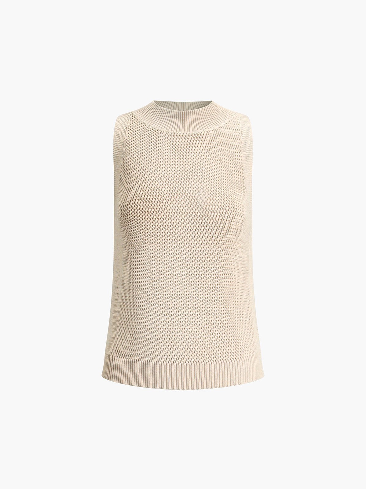 Women's Knit Hollow Solid Tank Top — worn on model