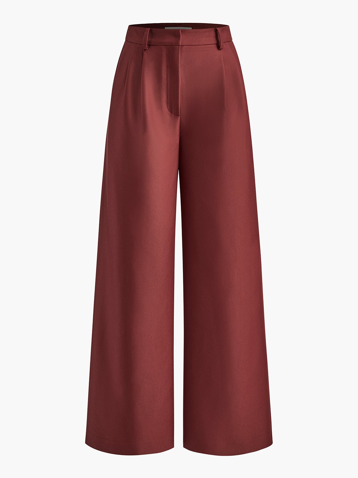 Women's Solid Wide Leg Pants Without Belt in Red