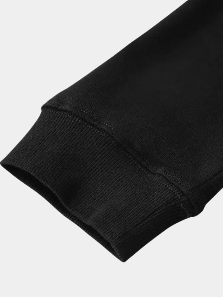 Zip Black Lapel Sports Hoodie Sweatshirt