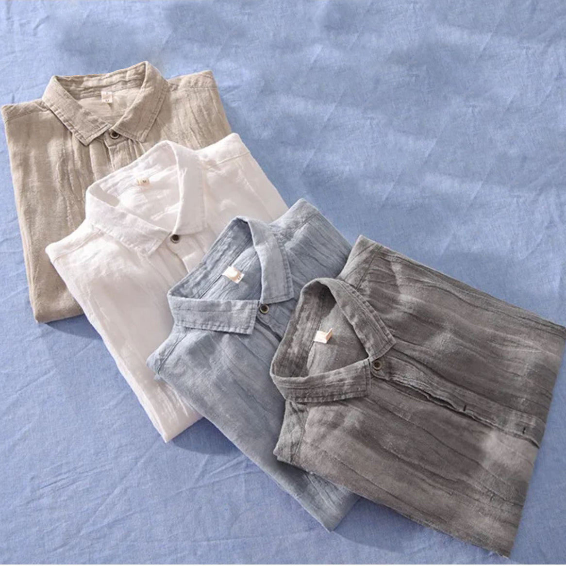 Chemise en lin à manches courtes — Tissage ouvert