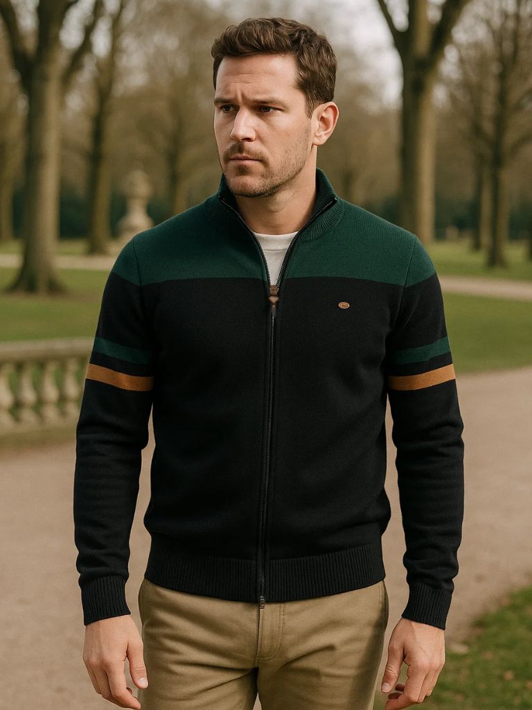 Cardigan Sweater Zipper Standing Collar Knitwear