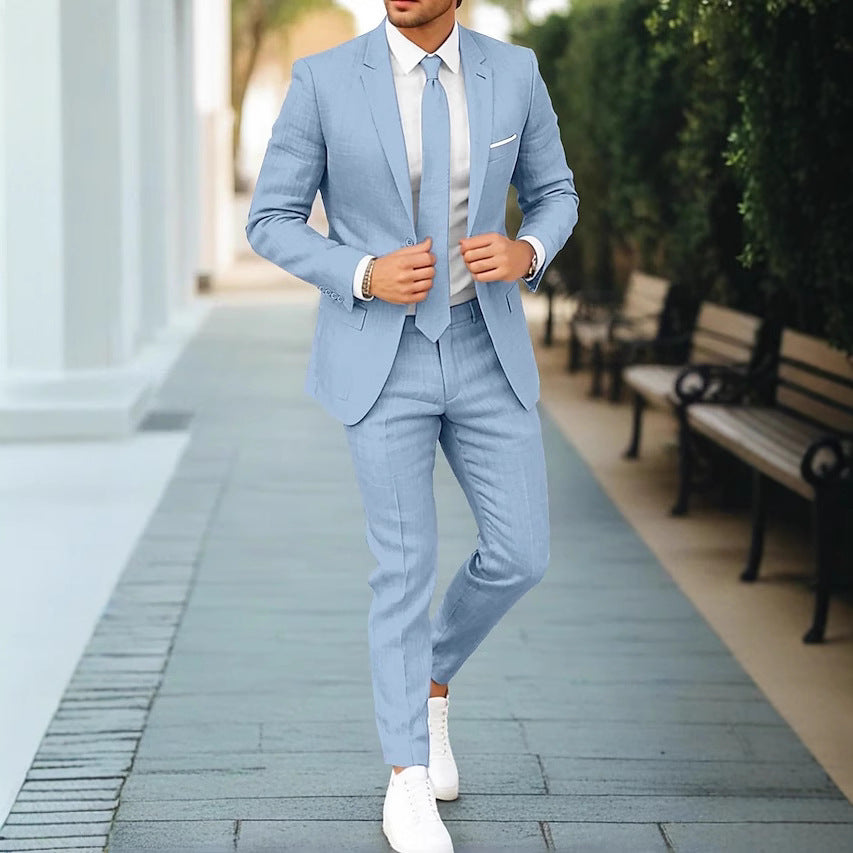 Men’s Two-Piece Suit – Lightweight Tailored Blazer and Trousers