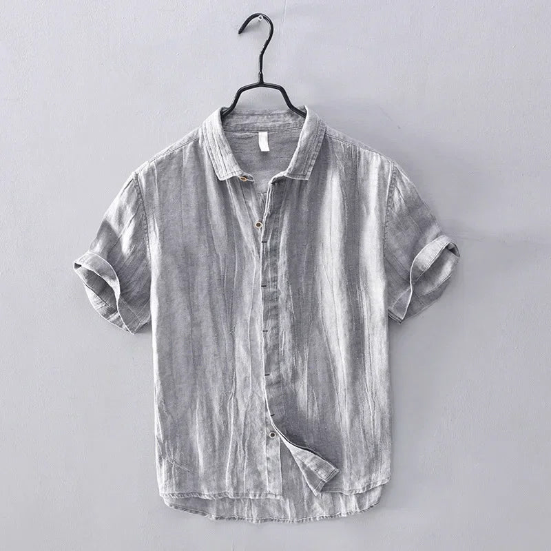 Chemise en lin à manches courtes — Tissage ouvert