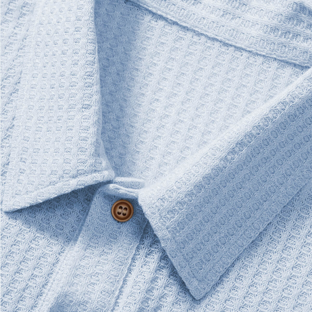 Polo côtelé en maille gaufrée