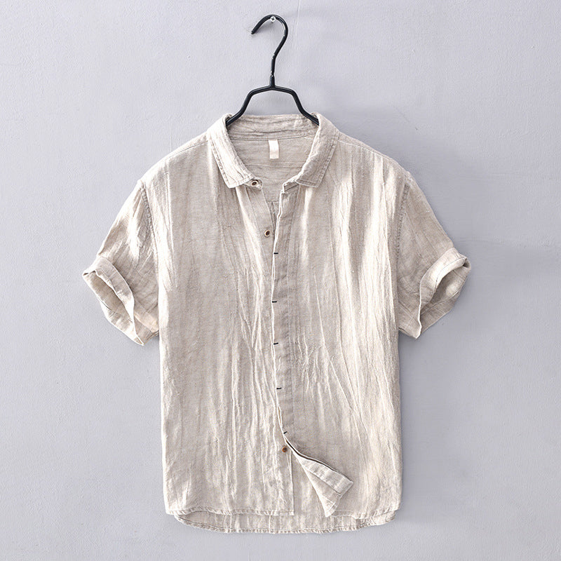 Chemise en lin à manches courtes — Tissage ouvert