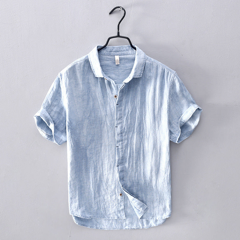 Chemise en lin à manches courtes — Tissage ouvert