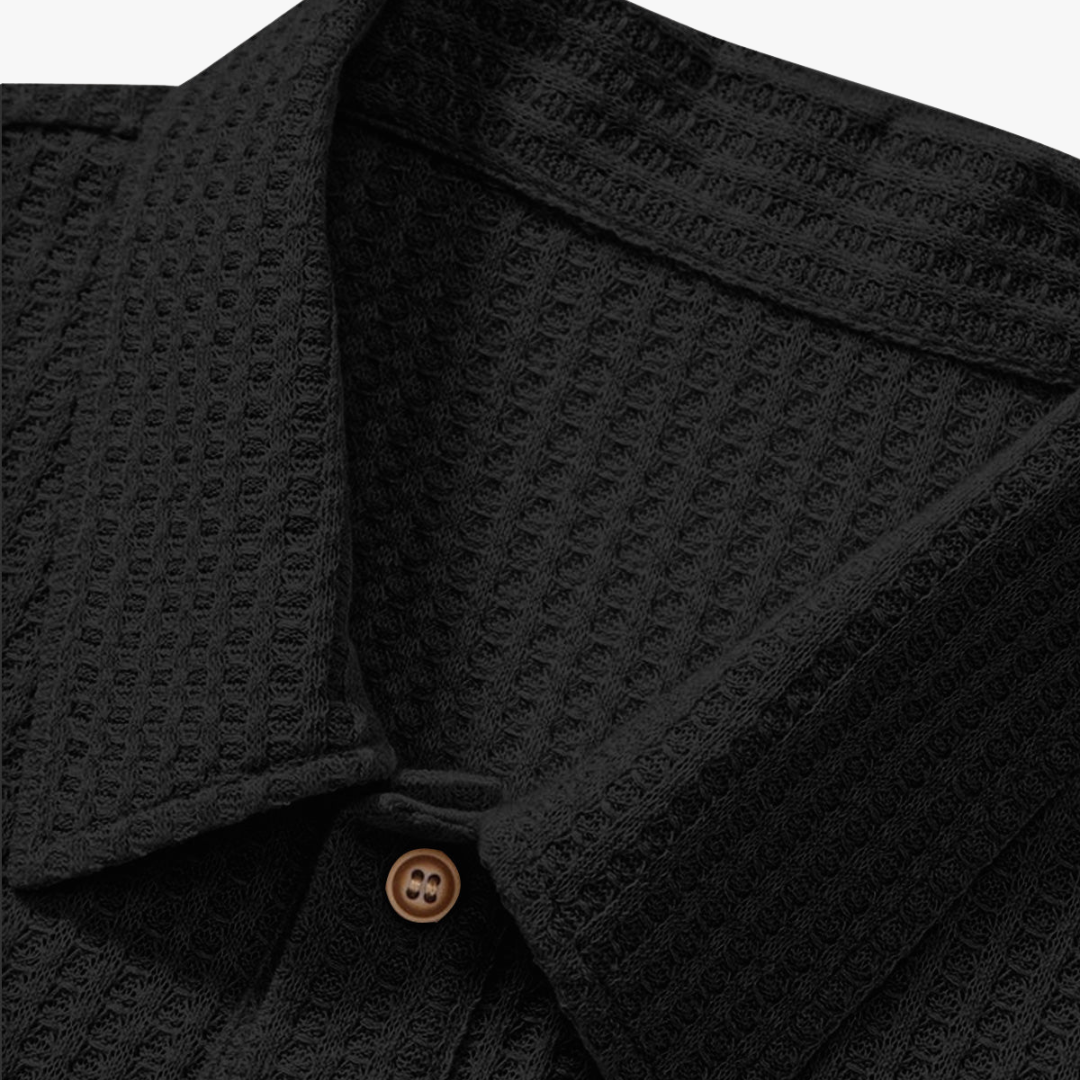 Polo côtelé en maille gaufrée