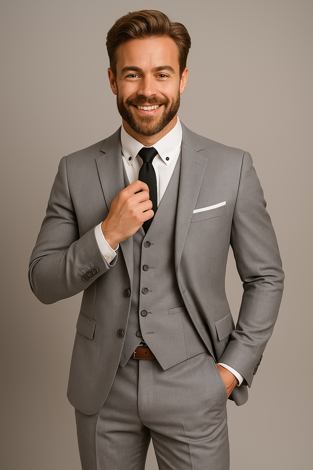 Men’s 3-Piece Slim Fit Suit – Tailored Blazer, Waistcoat and Trousers