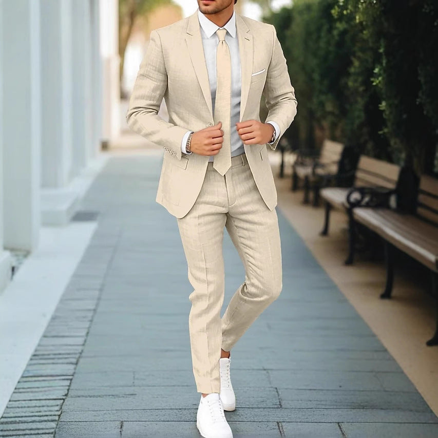 Men’s Two-Piece Suit – Lightweight Tailored Blazer and Trousers