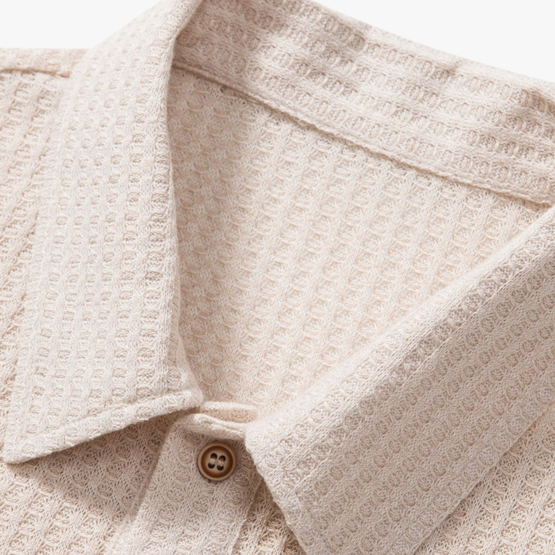 Polo côtelé en maille gaufrée