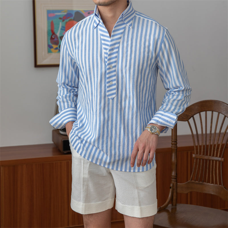 St. Tropez Seersucker gestreiftes Hemd