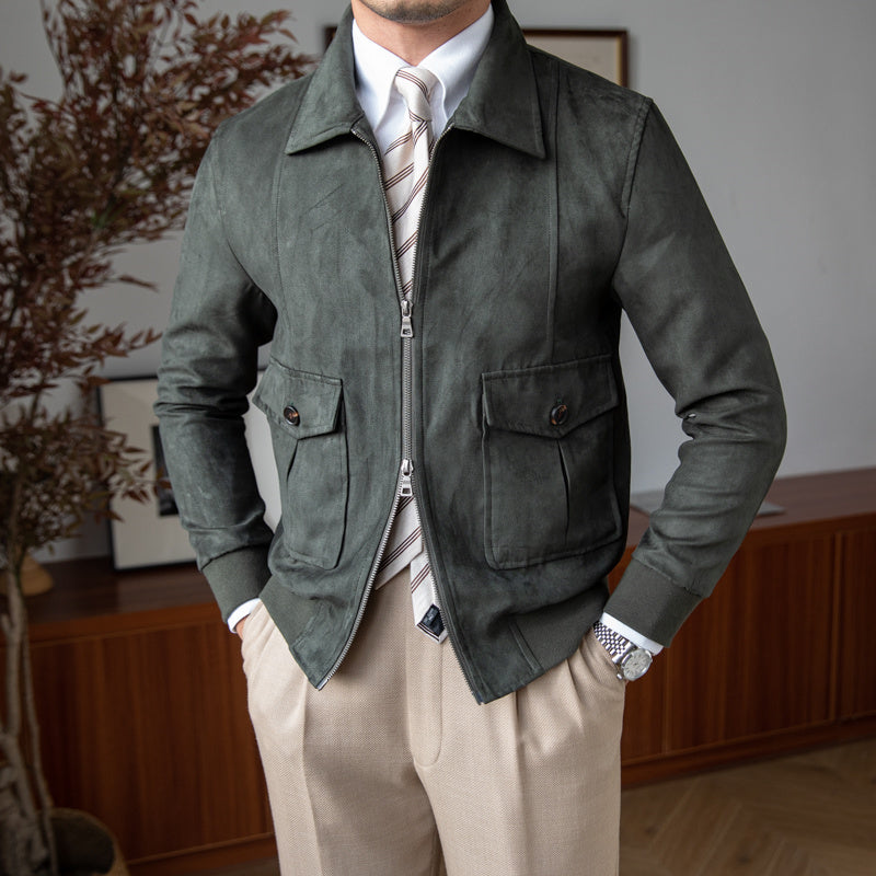 Kunstwildleder Reißverschluss Truckerjacke
