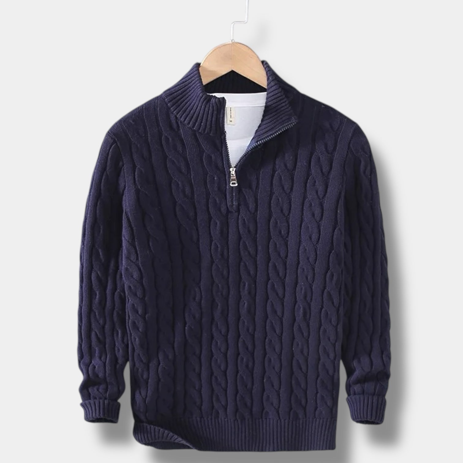Pull à col montant en jacquard Old Money