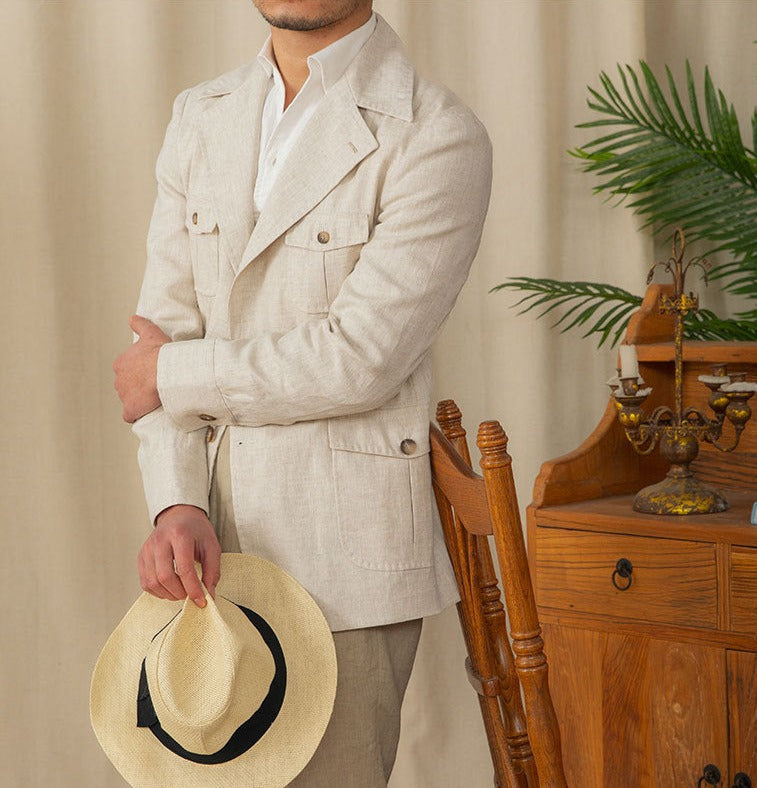 Veste Safari en Lin Potenza