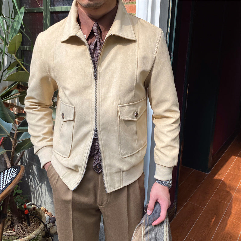Kunstwildleder Reißverschluss Truckerjacke