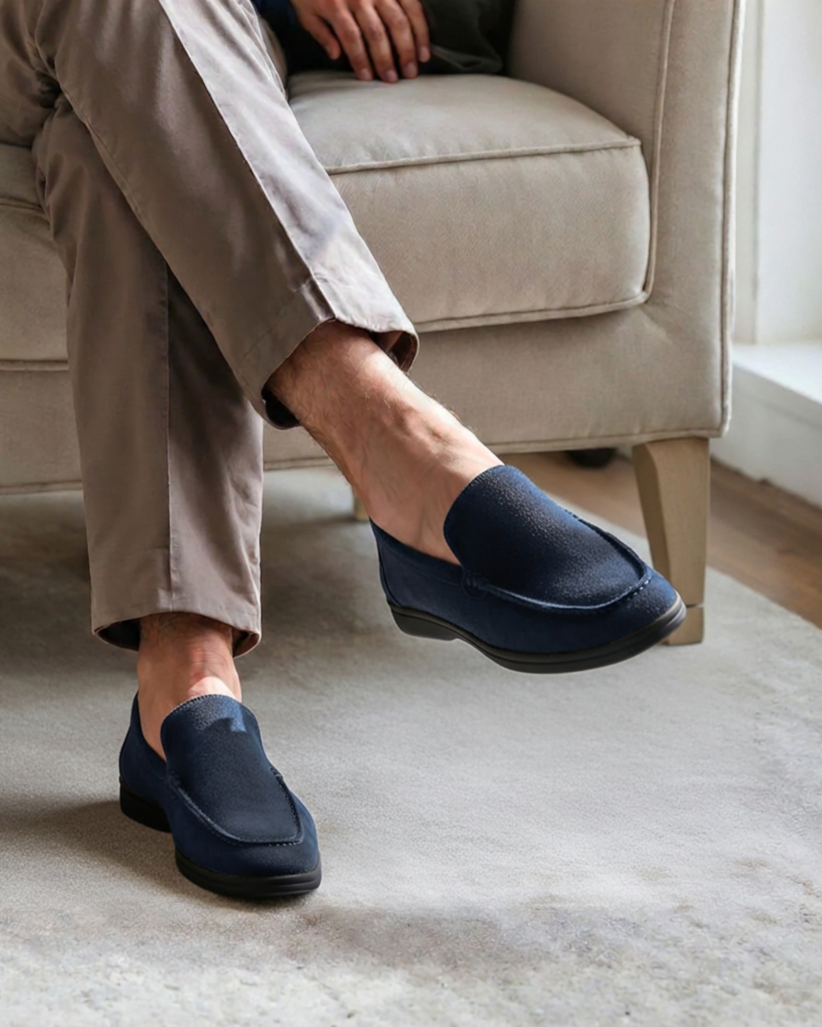 Mocassins en daim premium - semelles noires
