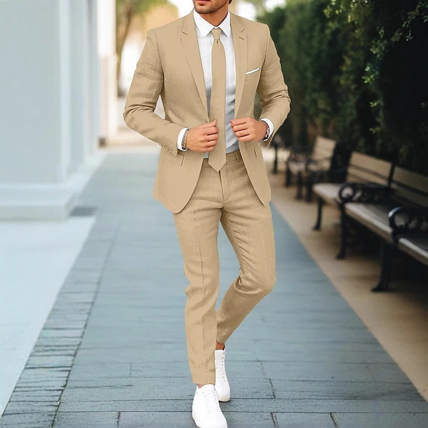 Men’s Two-Piece Suit – Lightweight Tailored Blazer and Trousers
