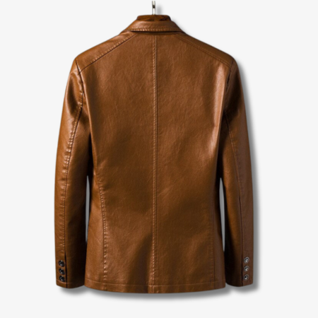 Stylish Men's Leather Jacket with Stand Collar
