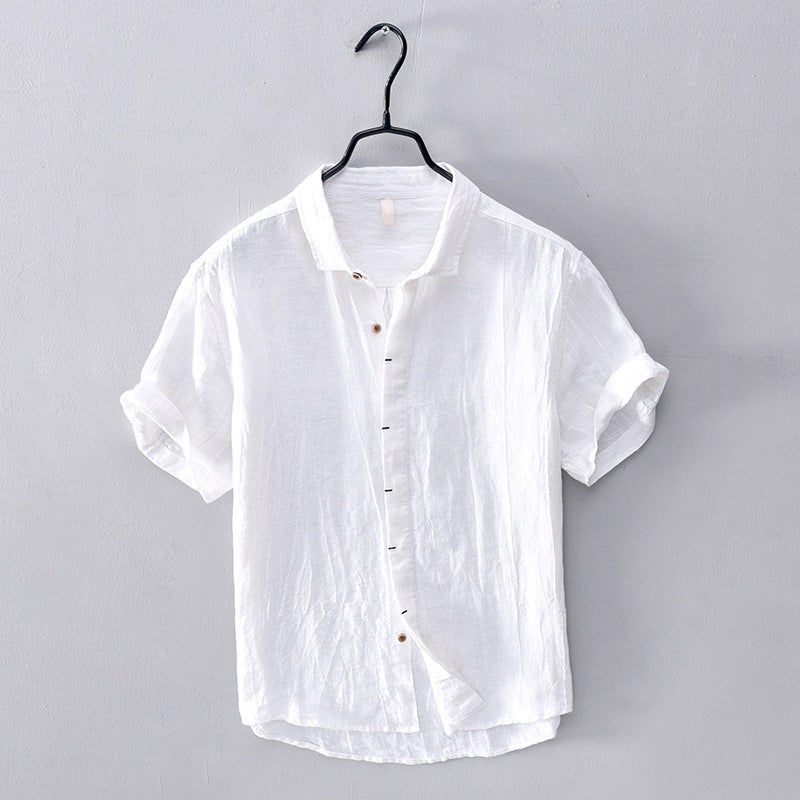 Chemise en lin à manches courtes — Tissage ouvert