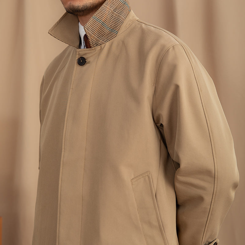 Trench-coat en mélange de coton à col montant Londres