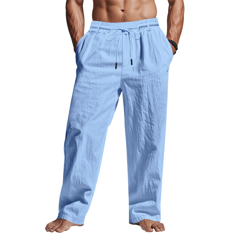 Linen Drawstring Trousers — Full Length
