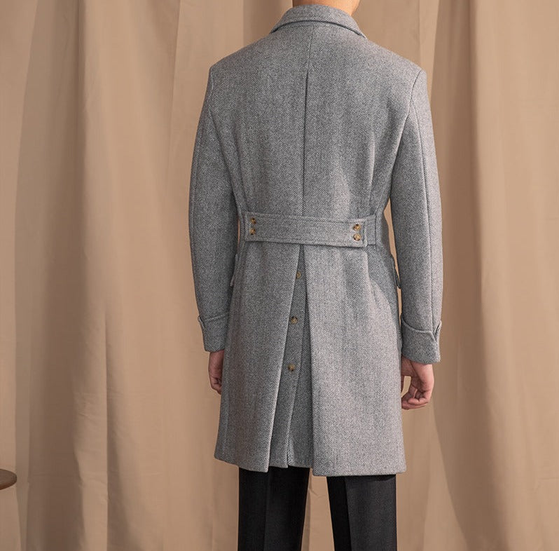 Manteau polo en chevrons vintage en mélange de laine Palazzo