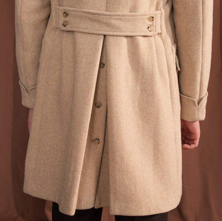 Manteau polo en chevrons vintage en mélange de laine Palazzo