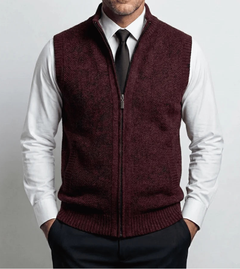 Elegant Full-Zip Sweater Vest - Fayymont Co