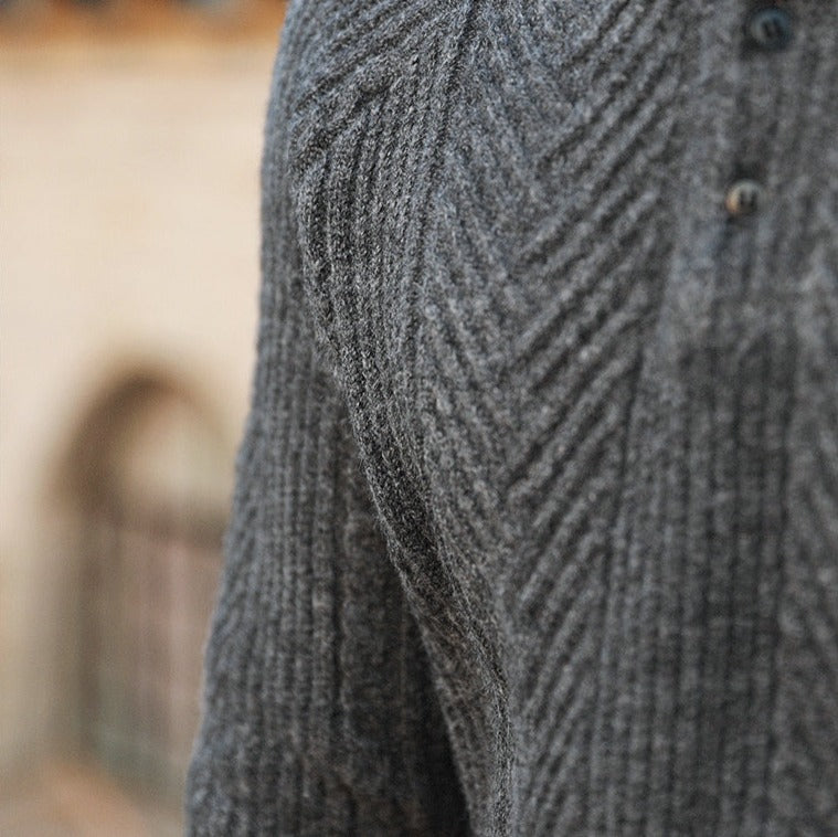Polo à manches longues en maille avec motif géométrique