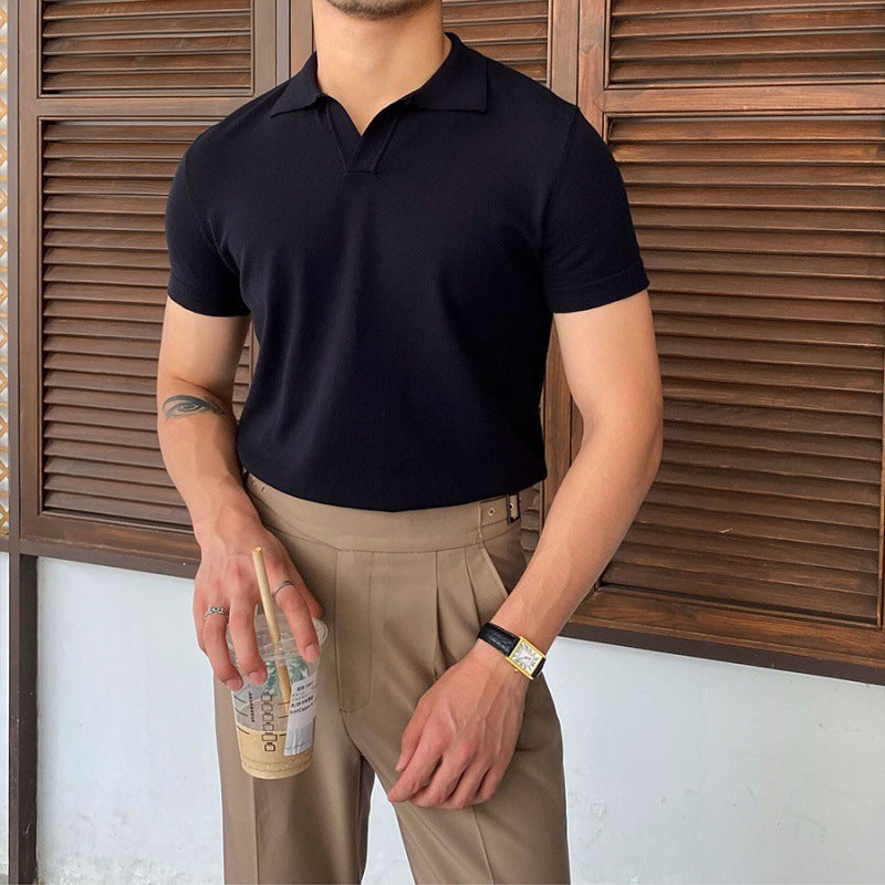 Old Money V Collar Polo Shirt