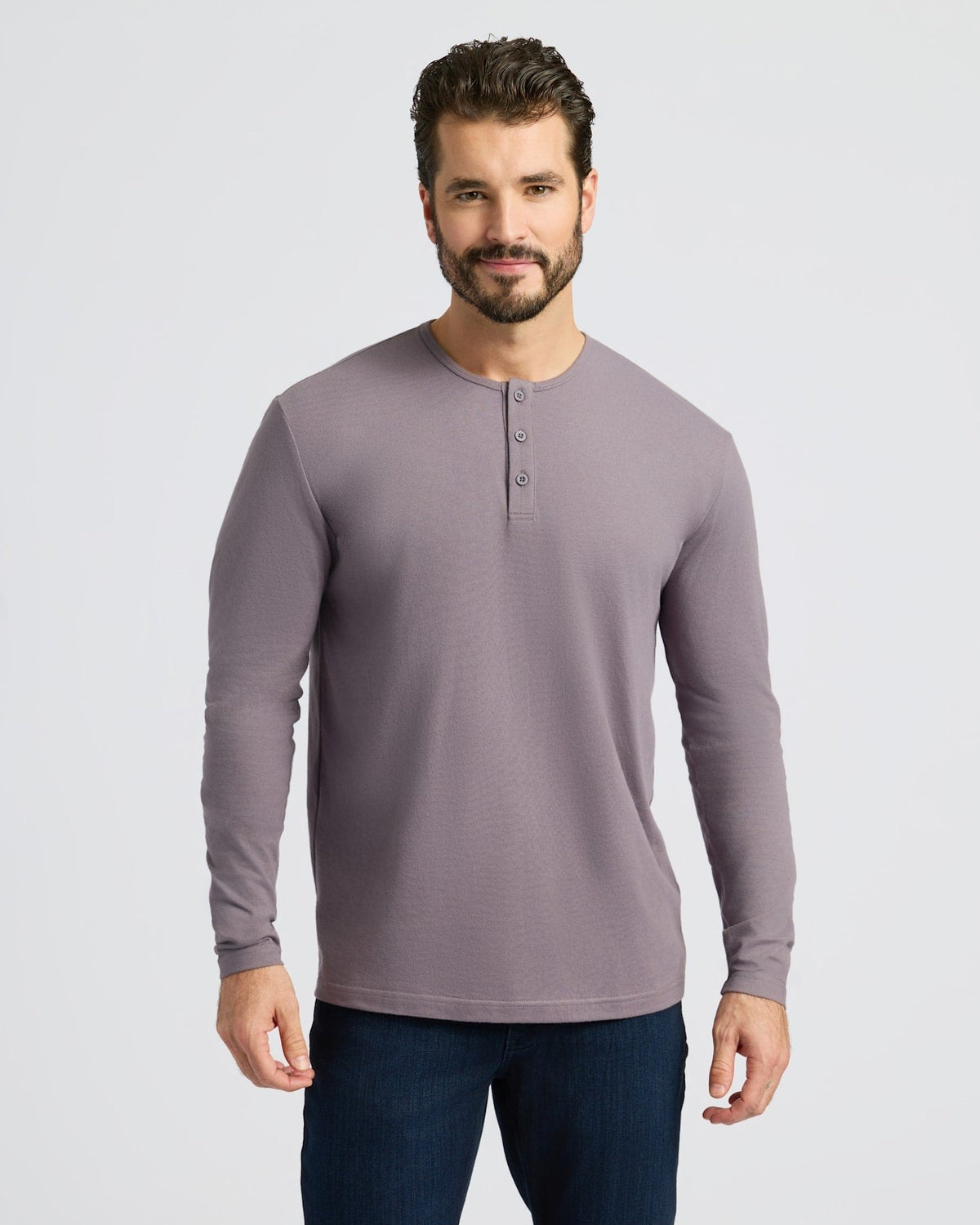 Brera long sleeve henley in Ashberry Mauve — front