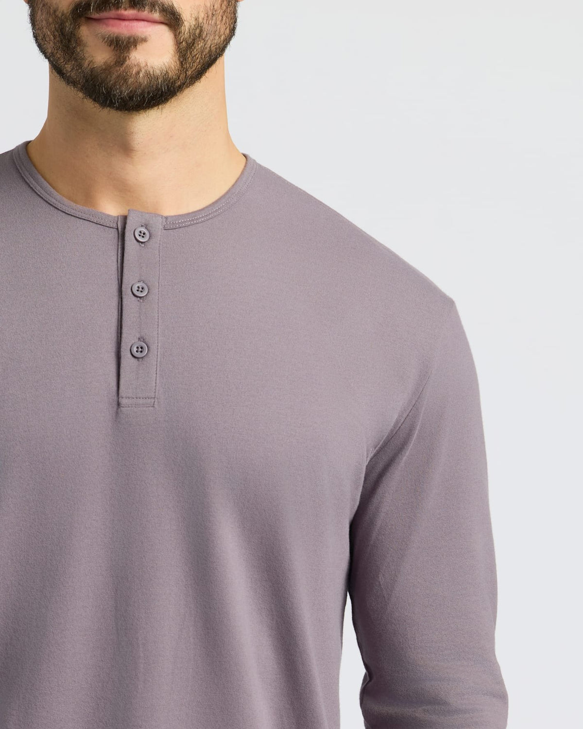 Brera long sleeve henley in Ashberry Mauve — three-button placket