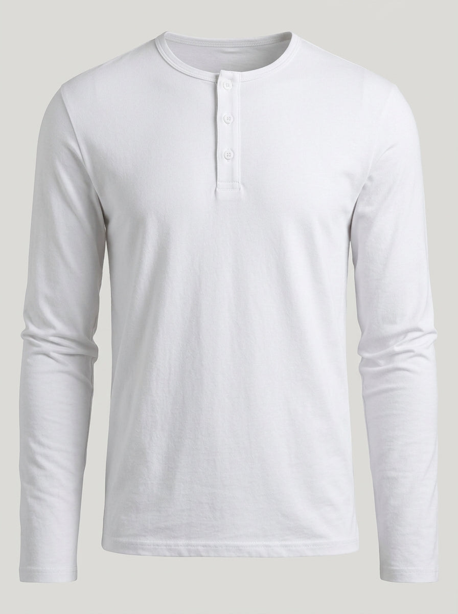 Brera long sleeve henley in Chalk White — flat