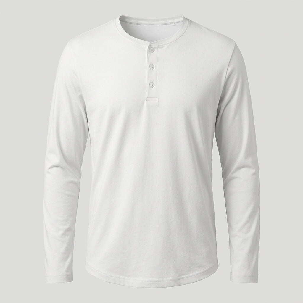 Brera long sleeve henley in Chalk White — garment only