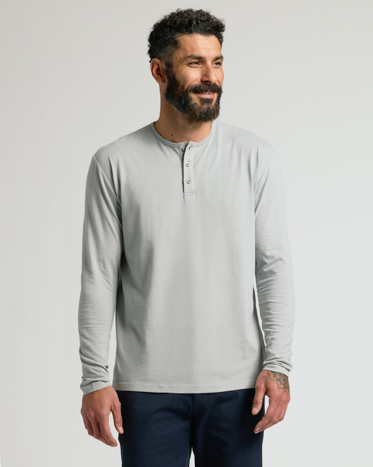Brera long sleeve henley in Steel Gray — front