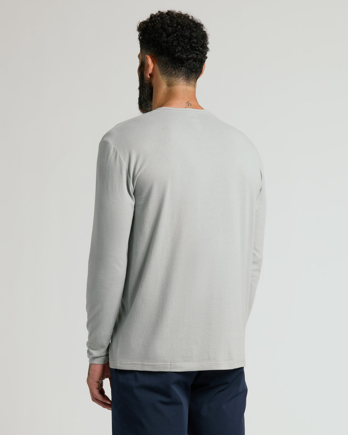 Brera long sleeve henley in Steel Gray — back