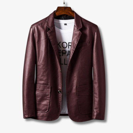 Stylish Men's Leather Jacket with Stand Collar