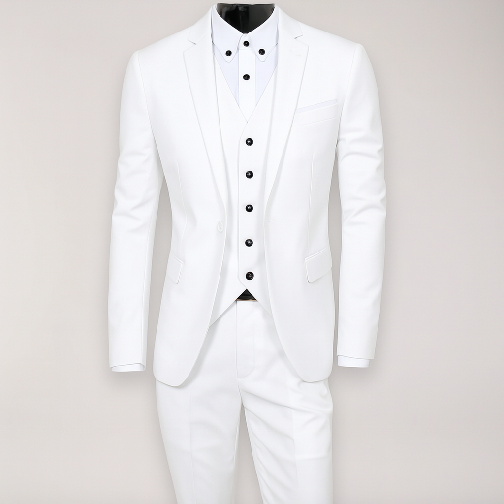 Men’s 3-Piece Slim Fit Suit – Tailored Blazer, Waistcoat and Trousers
