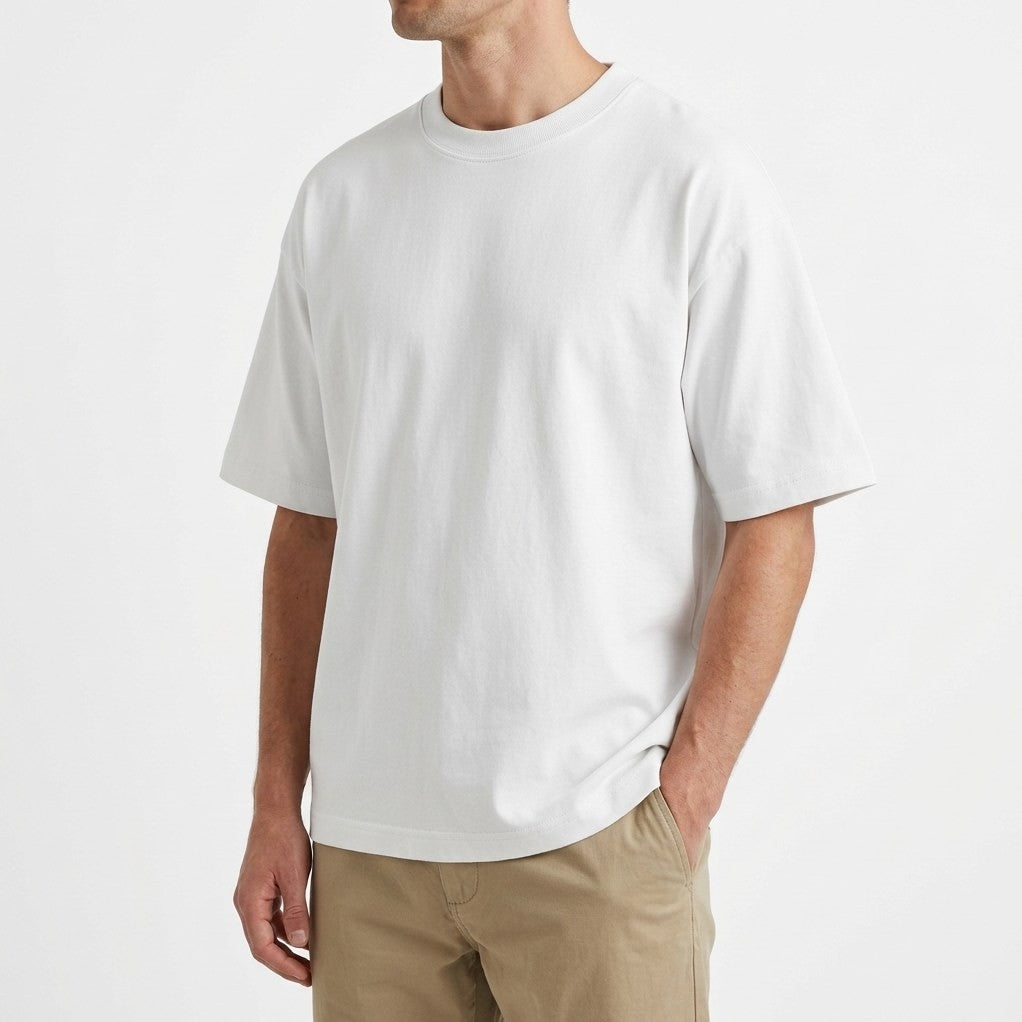 Cascais cotton T-shirt in Chalk White, worn
