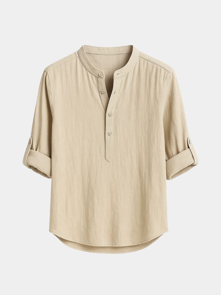 Casual Henley Neck Long Sleeve T-Shirt