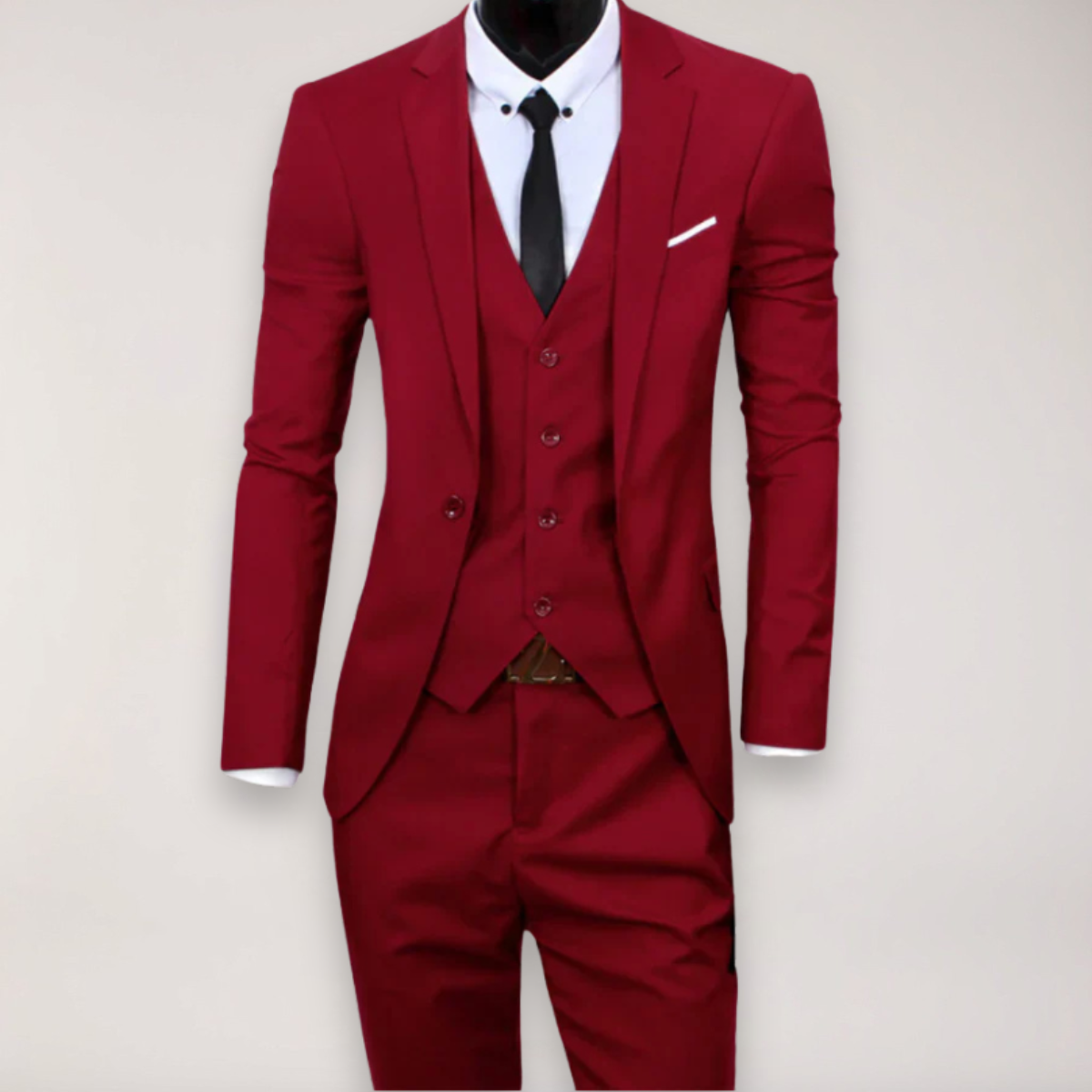 Men’s 3-Piece Slim Fit Suit – Tailored Blazer, Waistcoat and Trousers