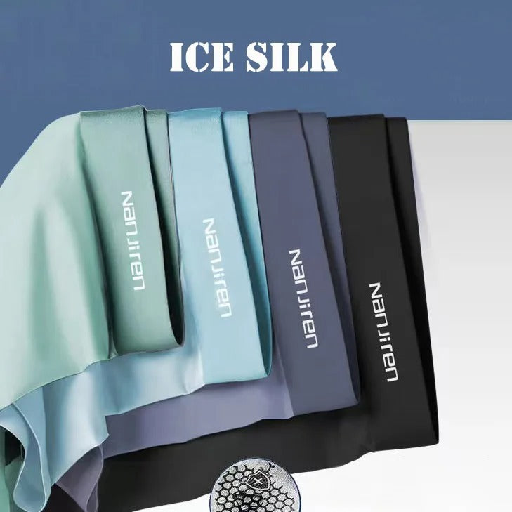 4 Pack Ice Silk Men's Boxer Underwear Breathable & Comfortable