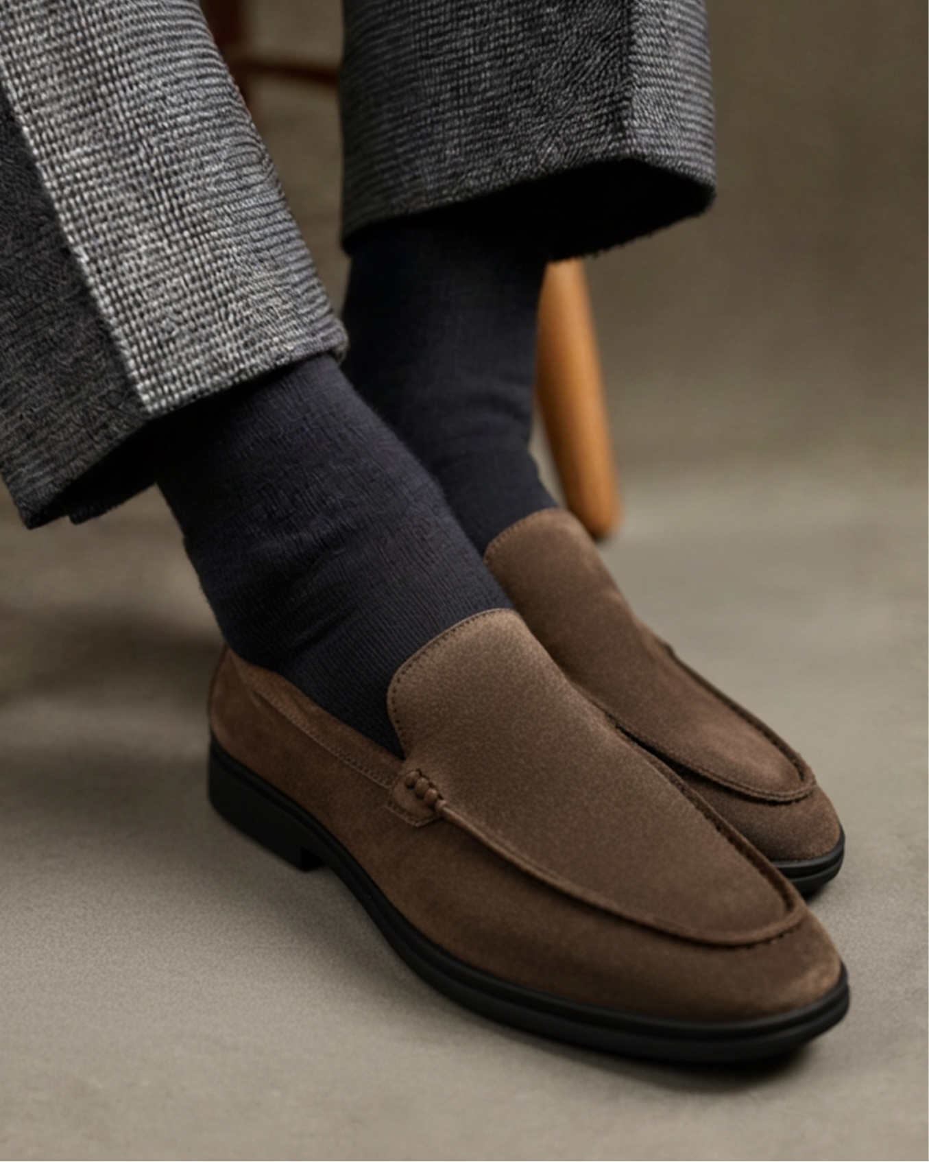 Mocassins en daim premium - semelles noires