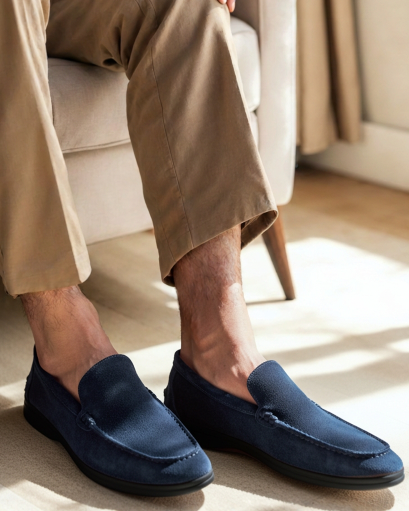 Mocassins en daim premium - semelles noires