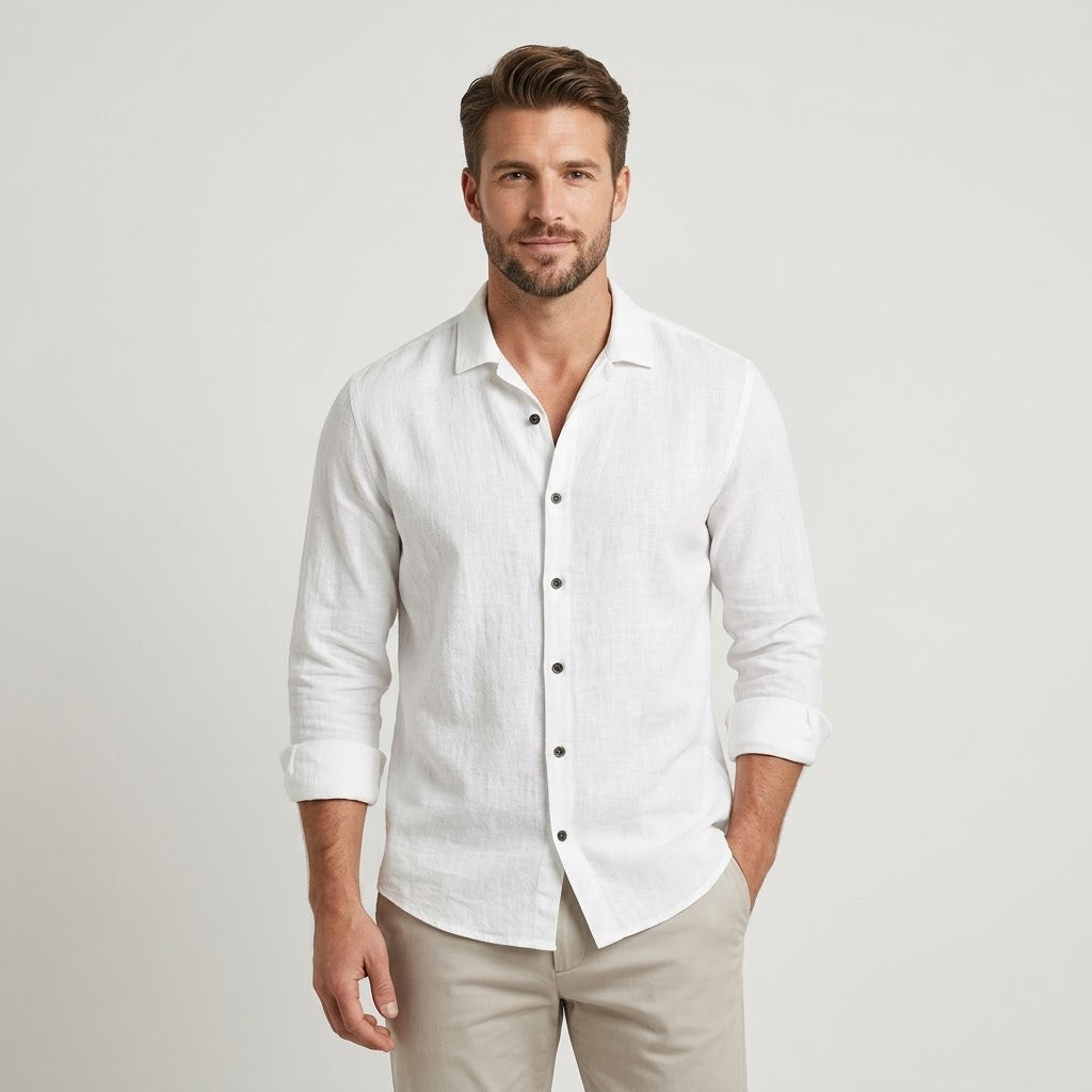Capri Linen Resort Shirt – Open Collar
