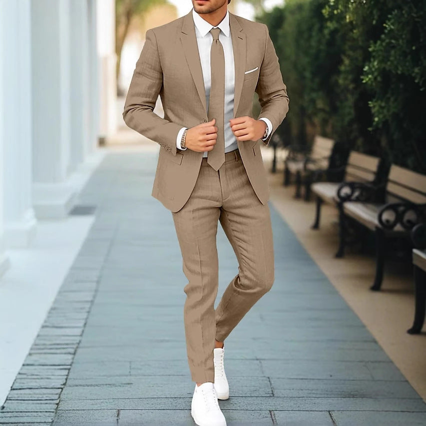 Men’s Two-Piece Suit – Lightweight Tailored Blazer and Trousers