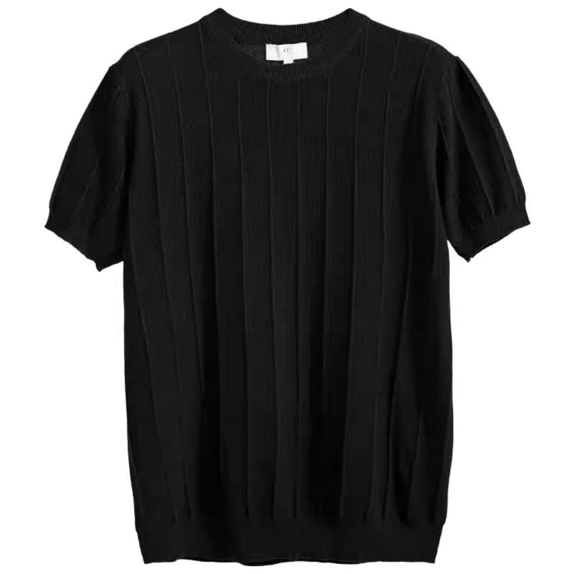 T-shirt classique en maille à rayures plissées