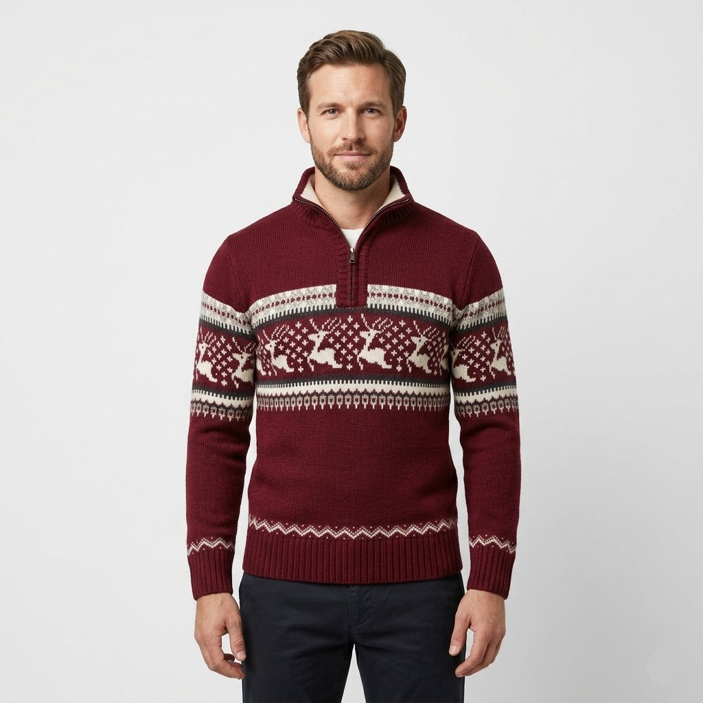 Kris | Men's Fair Isle Half-Zip Sweater